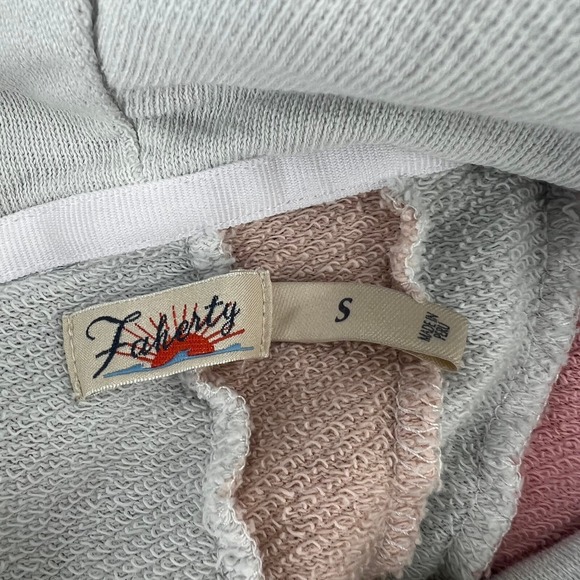 Faherty Women Size Small Soleil Organic Cotton Patchwork Hoodie Sweatshirt - Picture 3 of 11